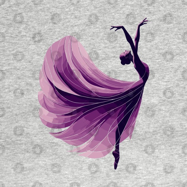 Beautiful ballerina in an elegant purple dress dancing. Vector illustration, tiptoe pose, ballet performer by Nora Liak